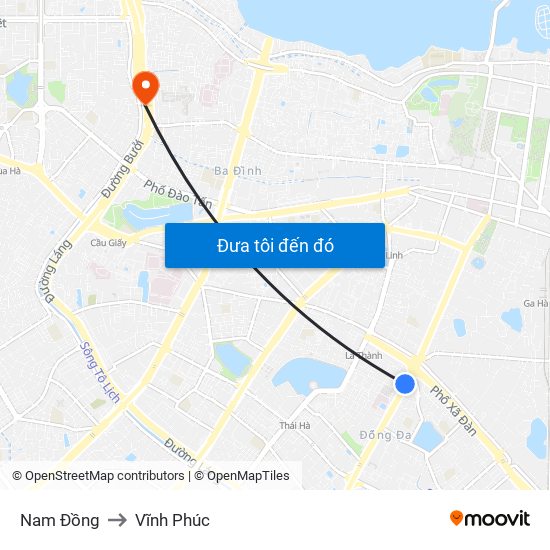 Nam Đồng to Vĩnh Phúc map