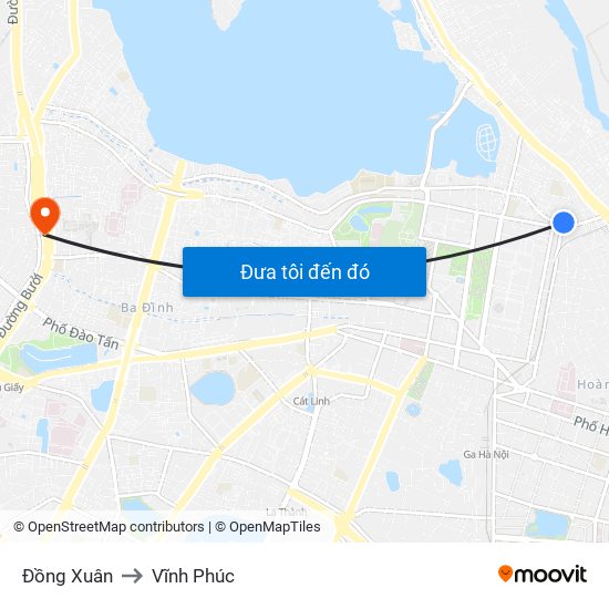 Đồng Xuân to Vĩnh Phúc map