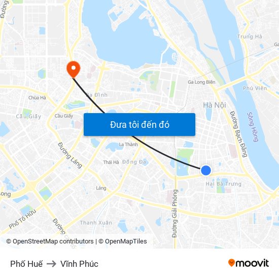 Phố Huế to Vĩnh Phúc map