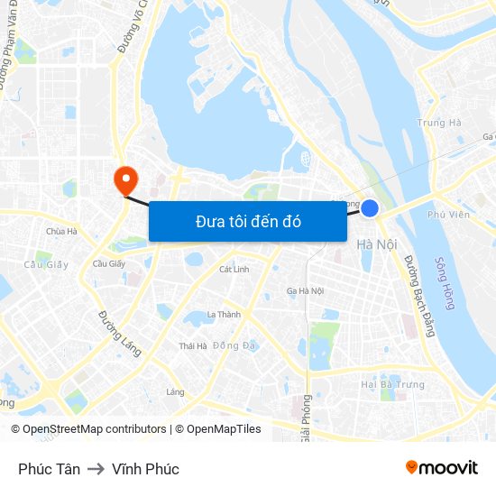 Phúc Tân to Vĩnh Phúc map
