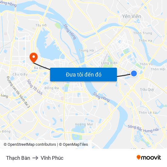 Thạch Bàn to Vĩnh Phúc map