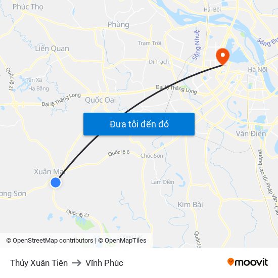 Thủy Xuân Tiên to Vĩnh Phúc map