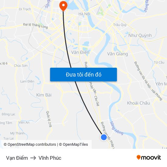 Vạn Điểm to Vĩnh Phúc map