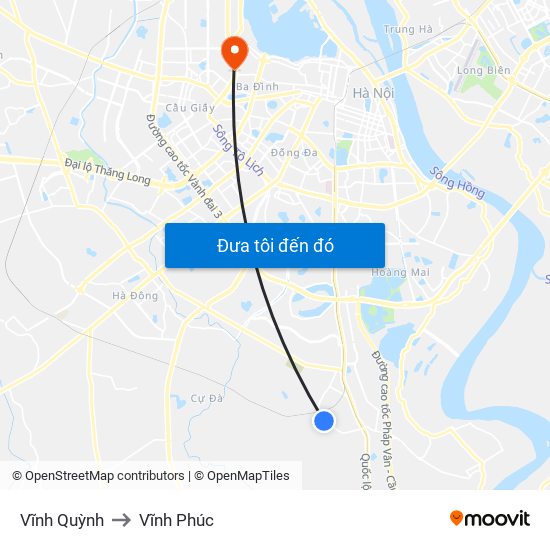 Vĩnh Quỳnh to Vĩnh Phúc map