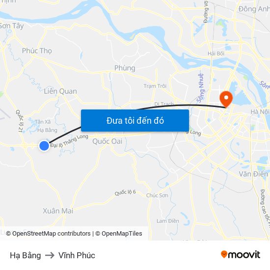 Hạ Bằng to Vĩnh Phúc map