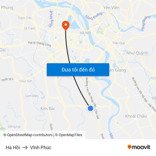 Hà Hồi to Vĩnh Phúc map