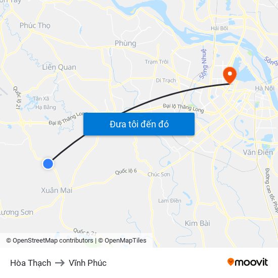 Hòa Thạch to Vĩnh Phúc map