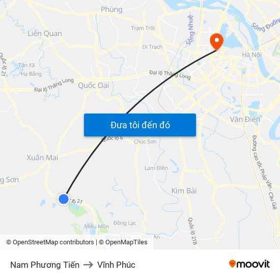 Nam Phương Tiến to Vĩnh Phúc map