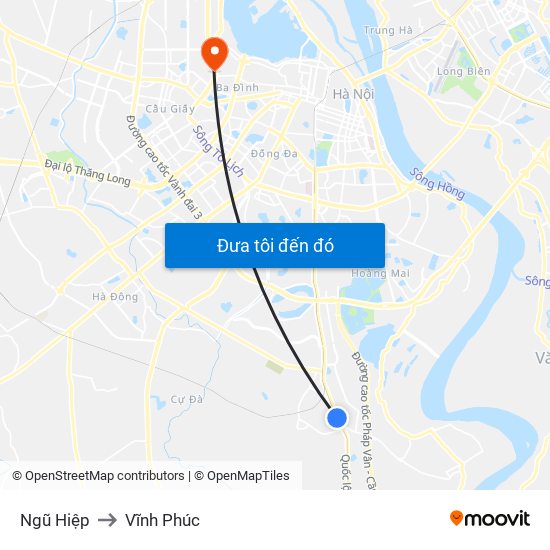 Ngũ Hiệp to Vĩnh Phúc map