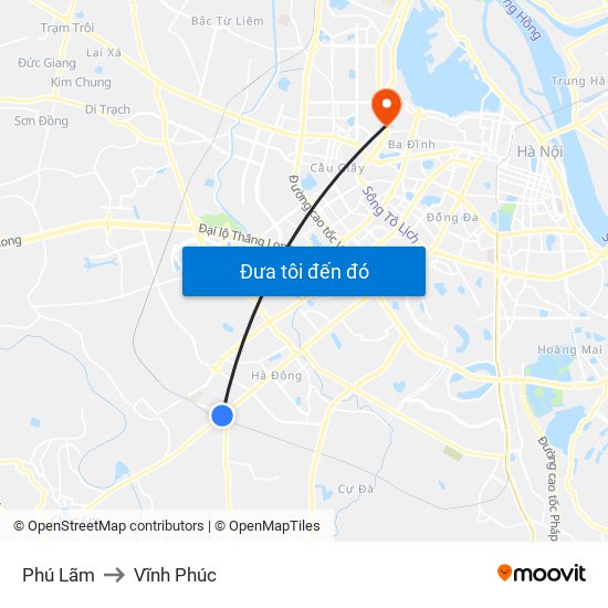 Phú Lãm to Vĩnh Phúc map