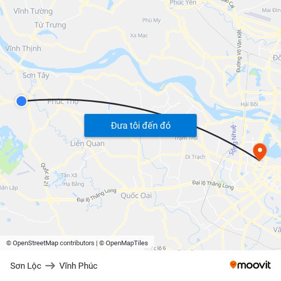 Sơn Lộc to Vĩnh Phúc map