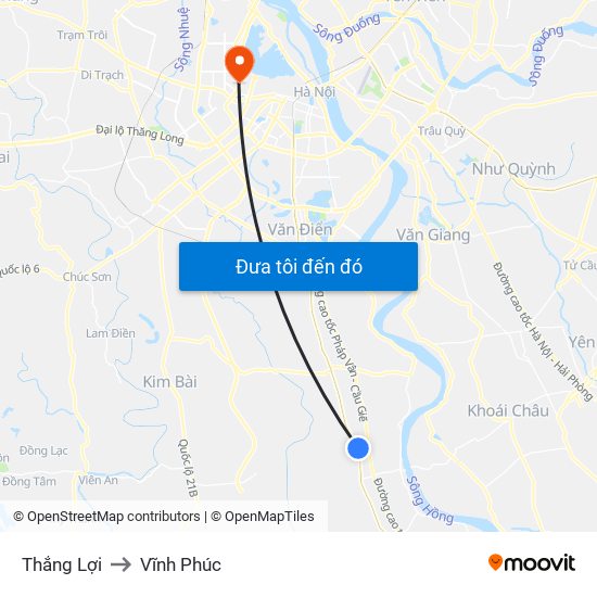 Thắng Lợi to Vĩnh Phúc map