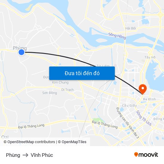 Phùng to Vĩnh Phúc map