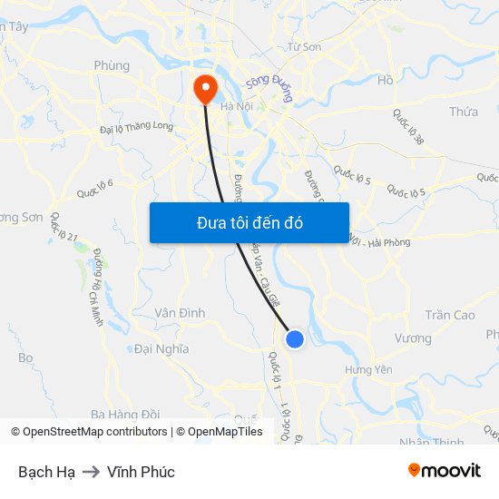 Bạch Hạ to Vĩnh Phúc map