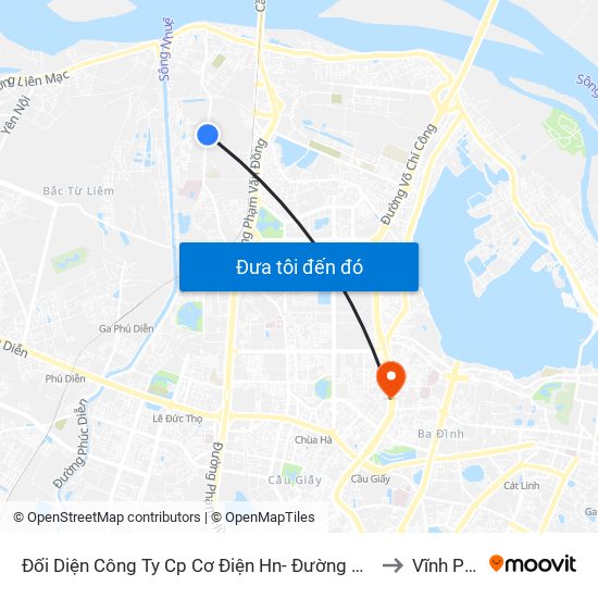 Đối Diện Công Ty Cp Cơ Điện Hn- Đường Đức Thắng to Vĩnh Phúc map