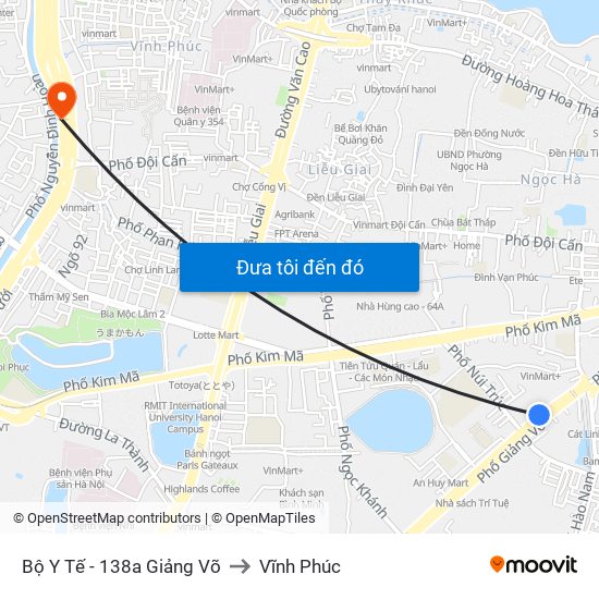 Bộ Y Tế - 138a Giảng Võ to Vĩnh Phúc map