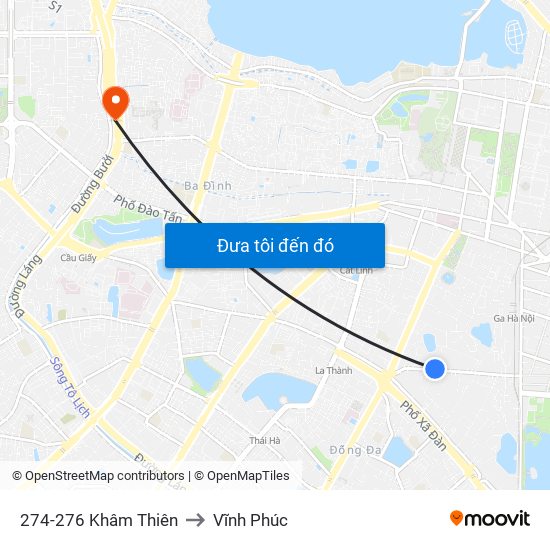 274-276 Khâm Thiên to Vĩnh Phúc map