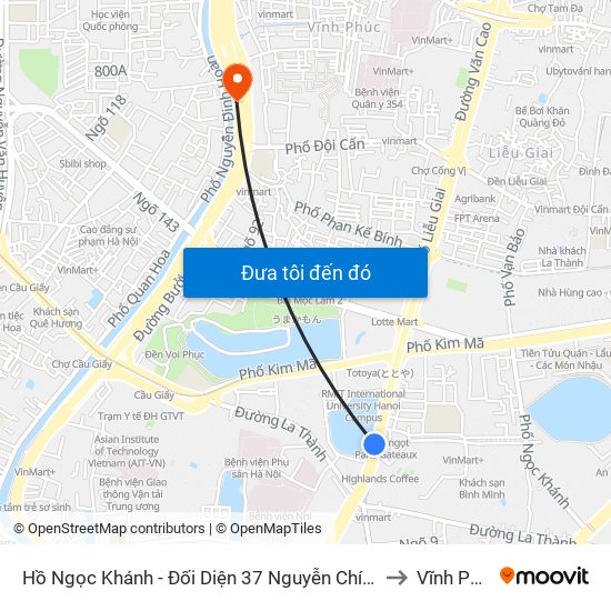 Hồ Ngọc Khánh - Đối Diện 37 Nguyễn Chí Thanh to Vĩnh Phúc map