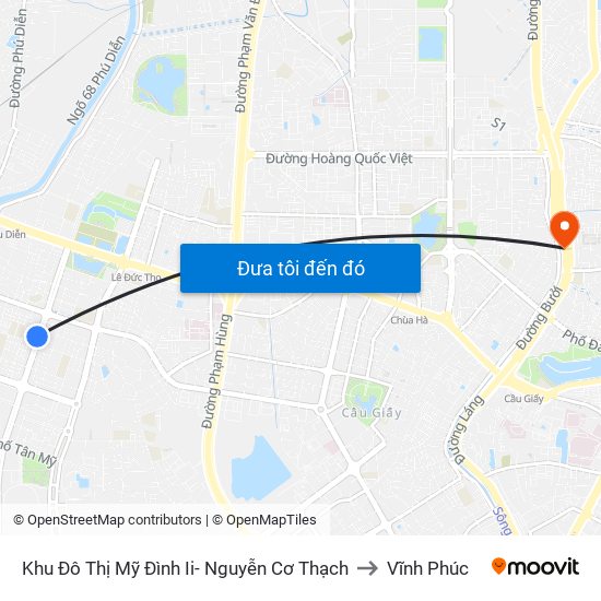 Khu Đô Thị Mỹ Đình Ii- Nguyễn Cơ Thạch to Vĩnh Phúc map