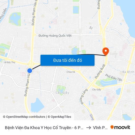 Bệnh Viện Đa Khoa Y Học Cổ Truyền - 6 Phạm Hùng to Vĩnh Phúc map