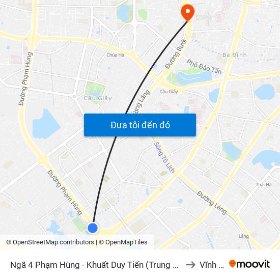 Ngã 4 Phạm Hùng - Khuất Duy Tiến (Trung Tâm Hội Nghị Quốc Gia) to Vĩnh Phúc map