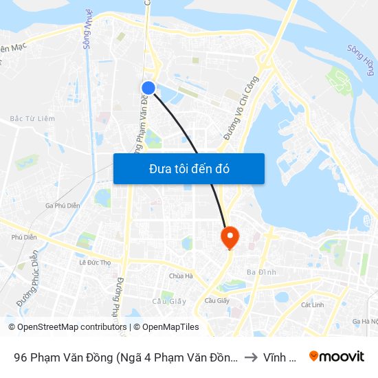 96 Phạm Văn Đồng (Ngã 4 Phạm Văn Đồng - Xuân Đỉnh) to Vĩnh Phúc map