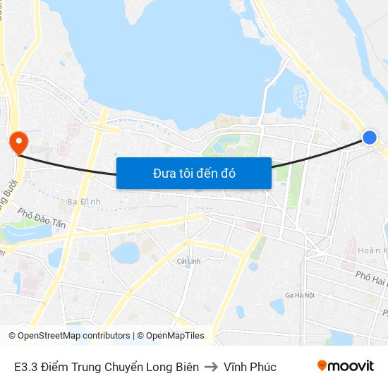 E3.3 Điểm Trung Chuyển Long Biên to Vĩnh Phúc map