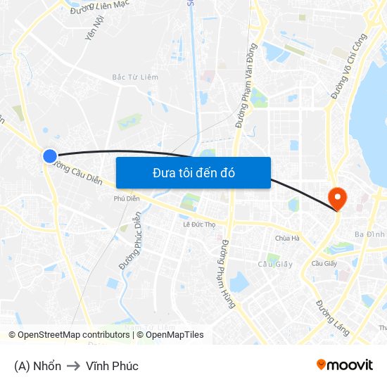 (A) Nhổn to Vĩnh Phúc map