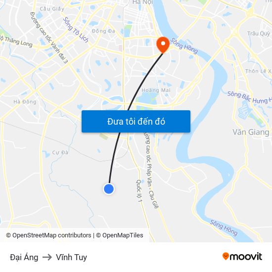 Đại Áng to Vĩnh Tuy map