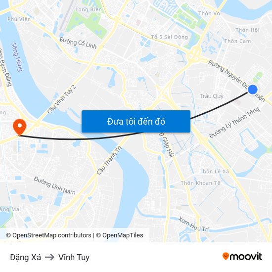 Đặng Xá to Vĩnh Tuy map