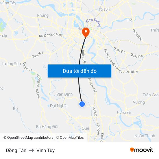 Đồng Tân to Vĩnh Tuy map