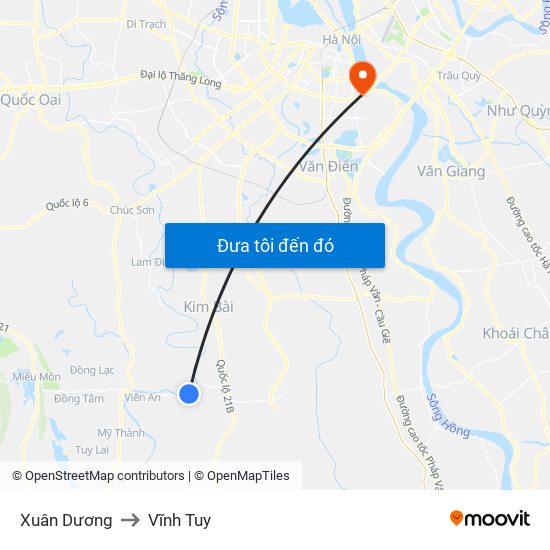 Xuân Dương to Vĩnh Tuy map