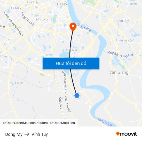 Đông Mỹ to Vĩnh Tuy map