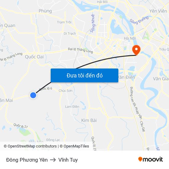 Đông Phương Yên to Vĩnh Tuy map