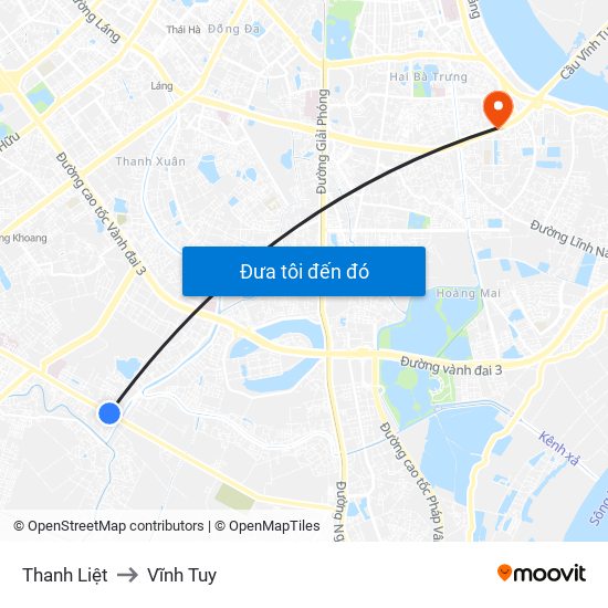 Thanh Liệt to Vĩnh Tuy map