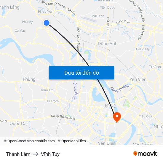 Thanh Lâm to Vĩnh Tuy map
