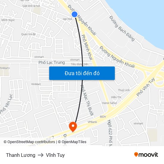 Thanh Lương to Vĩnh Tuy map