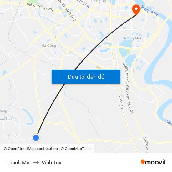 Thanh Mai to Vĩnh Tuy map