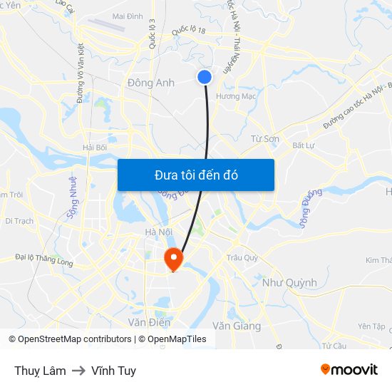 Thuỵ Lâm to Vĩnh Tuy map