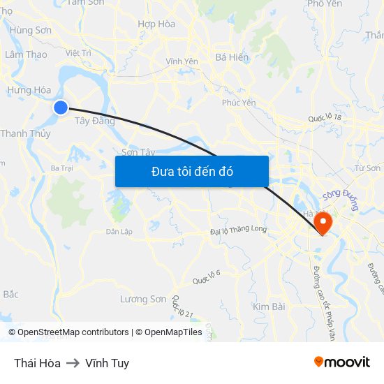 Thái Hòa to Vĩnh Tuy map