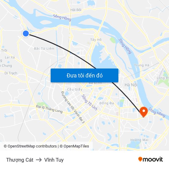 Thượng Cát to Vĩnh Tuy map