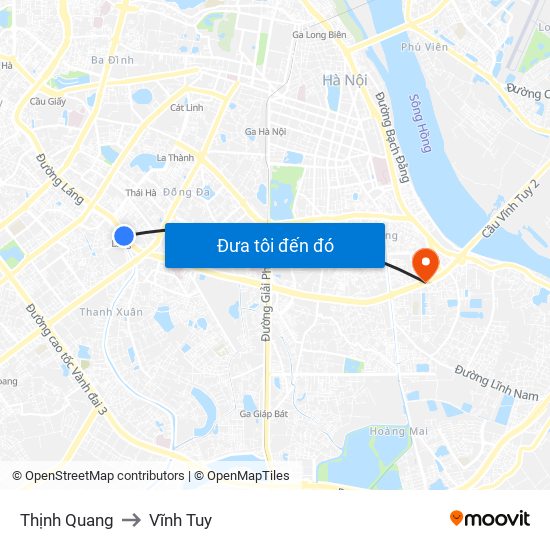 Thịnh Quang to Vĩnh Tuy map