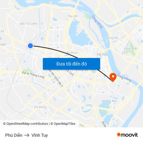 Phú Diễn to Vĩnh Tuy map