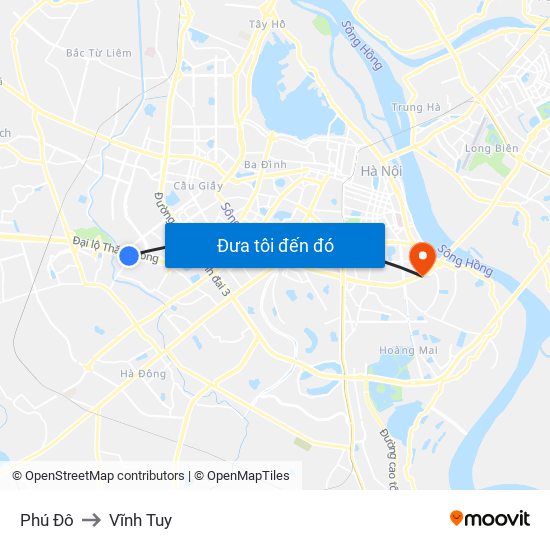 Phú Đô to Vĩnh Tuy map