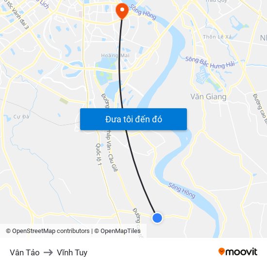 Vân Tảo to Vĩnh Tuy map