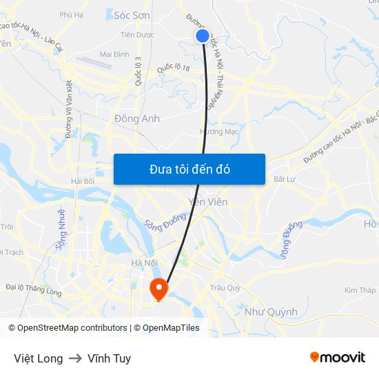 Việt Long to Vĩnh Tuy map