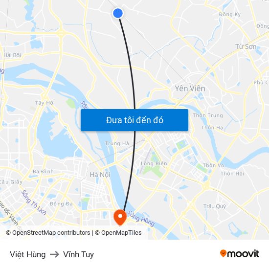 Việt Hùng to Vĩnh Tuy map