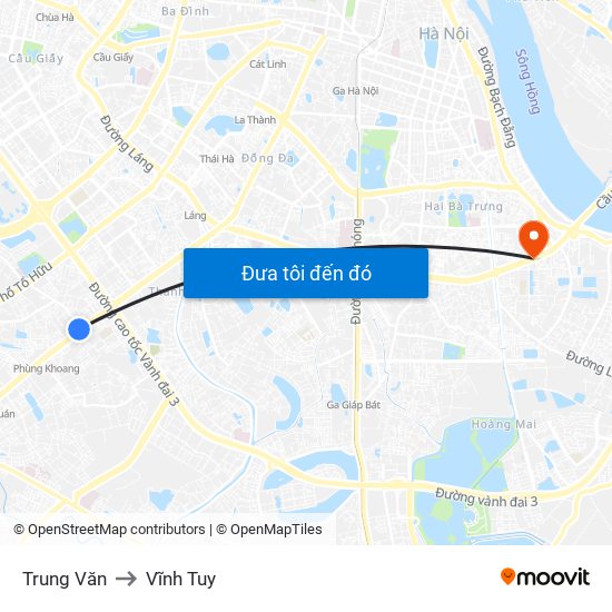 Trung Văn to Vĩnh Tuy map