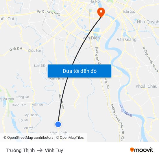 Trường Thịnh to Vĩnh Tuy map