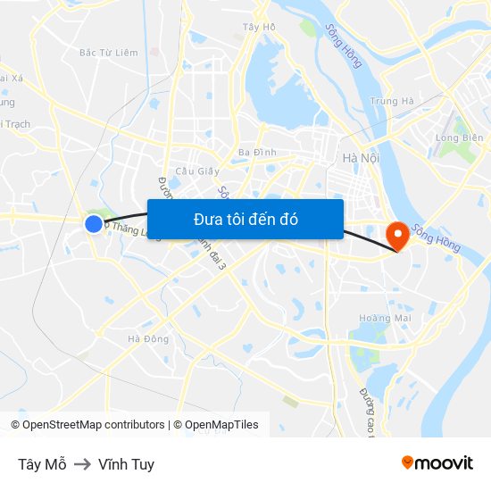 Tây Mỗ to Vĩnh Tuy map